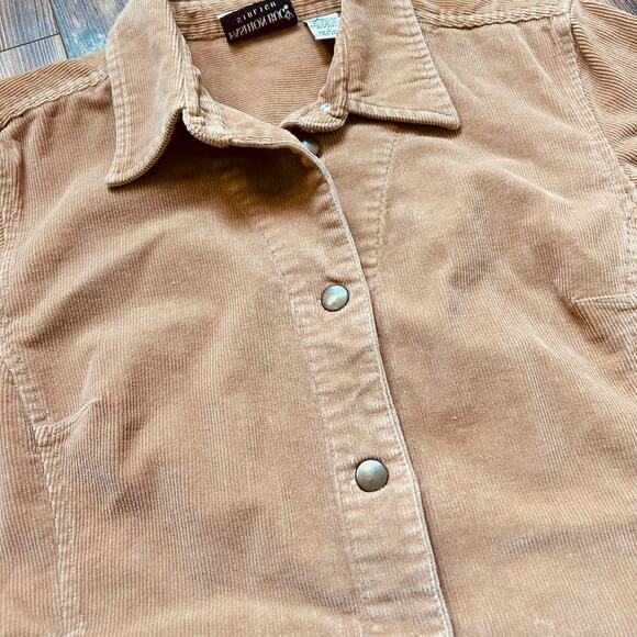 Y2K Vintage Corduroy Jacket Camel Brown Chore Jacket Stretch Fashion Bug Large - Picture 4 of 6